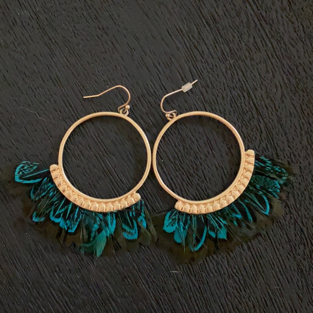 Hoop with feather detail earrings